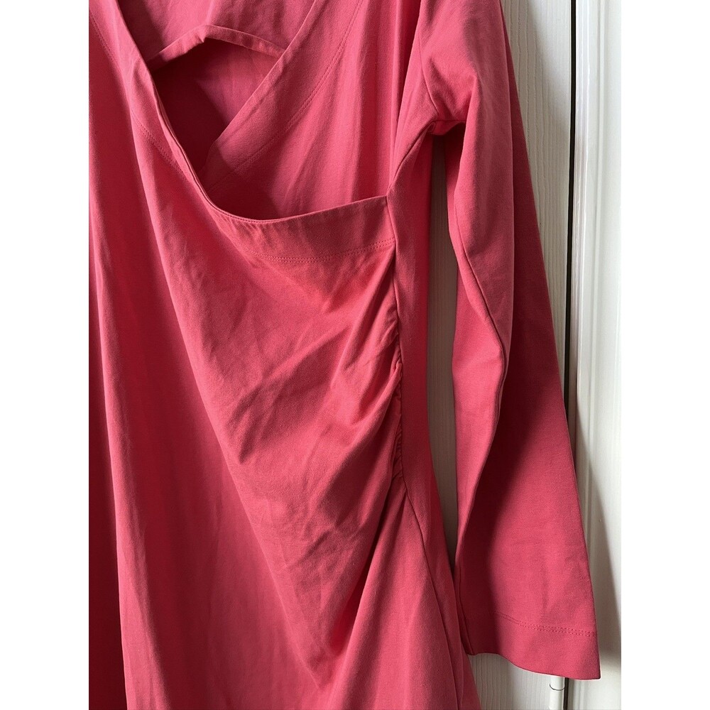 Soft Surroundings Wear Anywhere Dress Pink Faux Wrap 3/4 Sleeve Pullover Size L - Picture 2 of 9